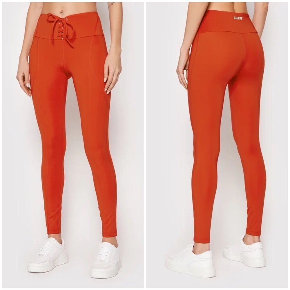 New GUESS V2RB04 MC03W Red Slim Fit Leggings SZ S